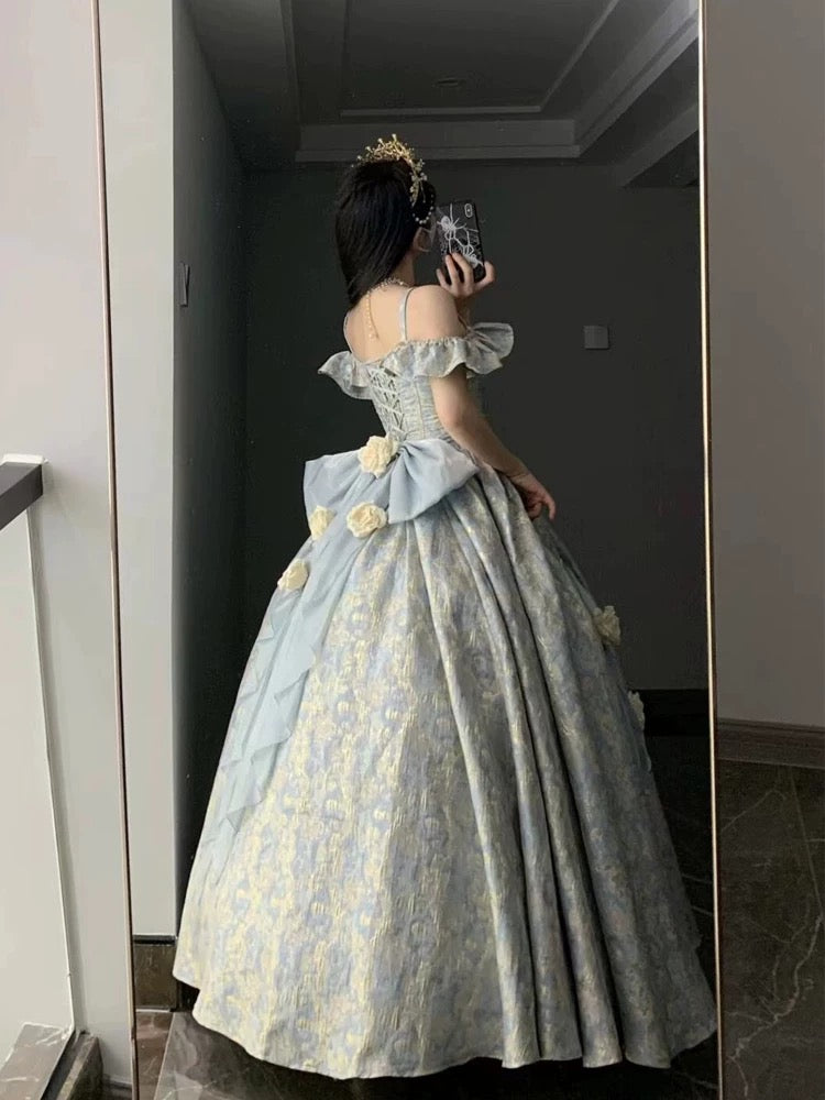 Diana Off-Shoulder Evening Gown - Royal Blue Ball Gown for Prom/Wedding/Banquet | Prom Dress | Banquet Hosting Gown | Victorian Ball Gown