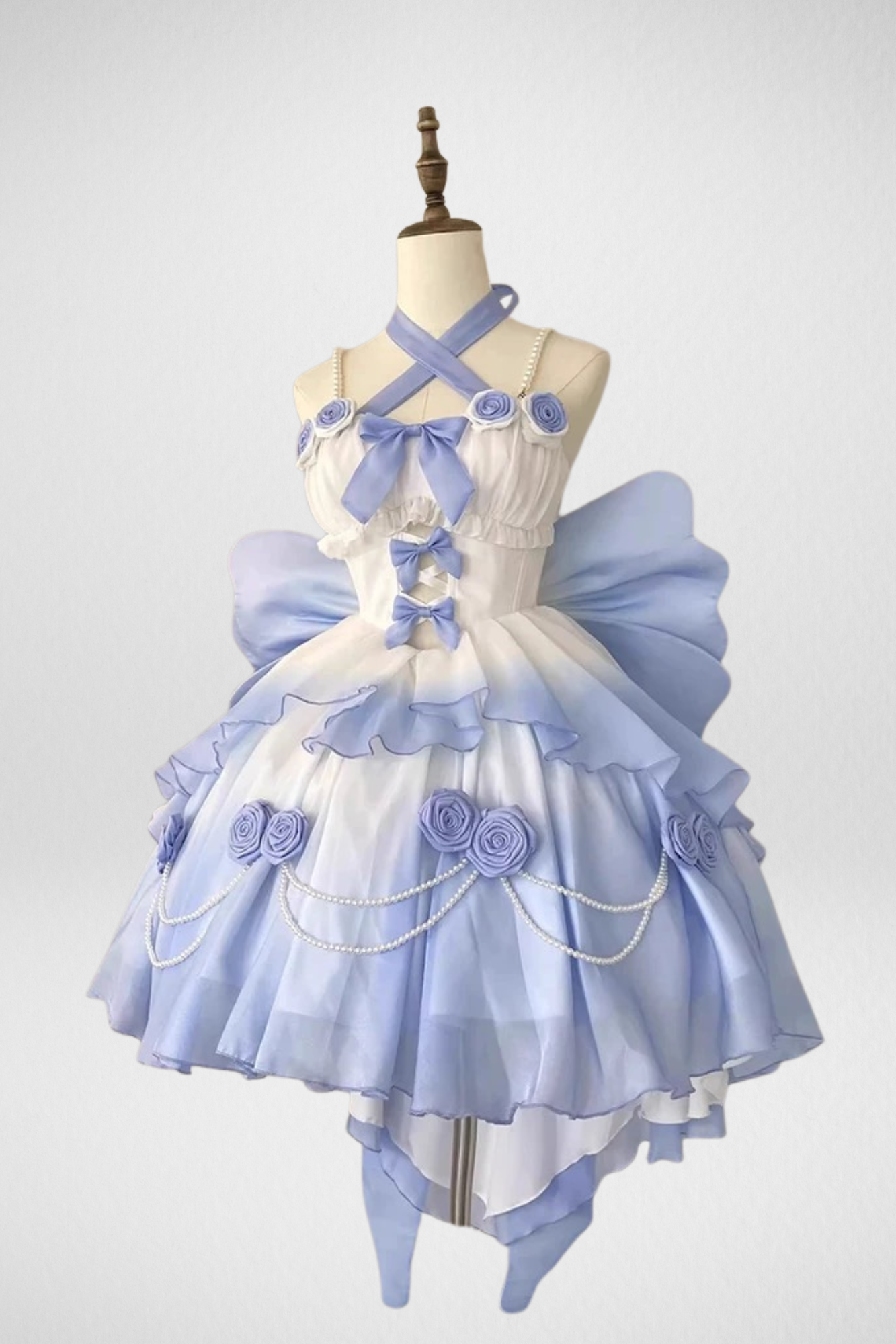 Gradient Blue Bridal Lolita Dress β Princess Rose Design Elegant Princess Party Dress