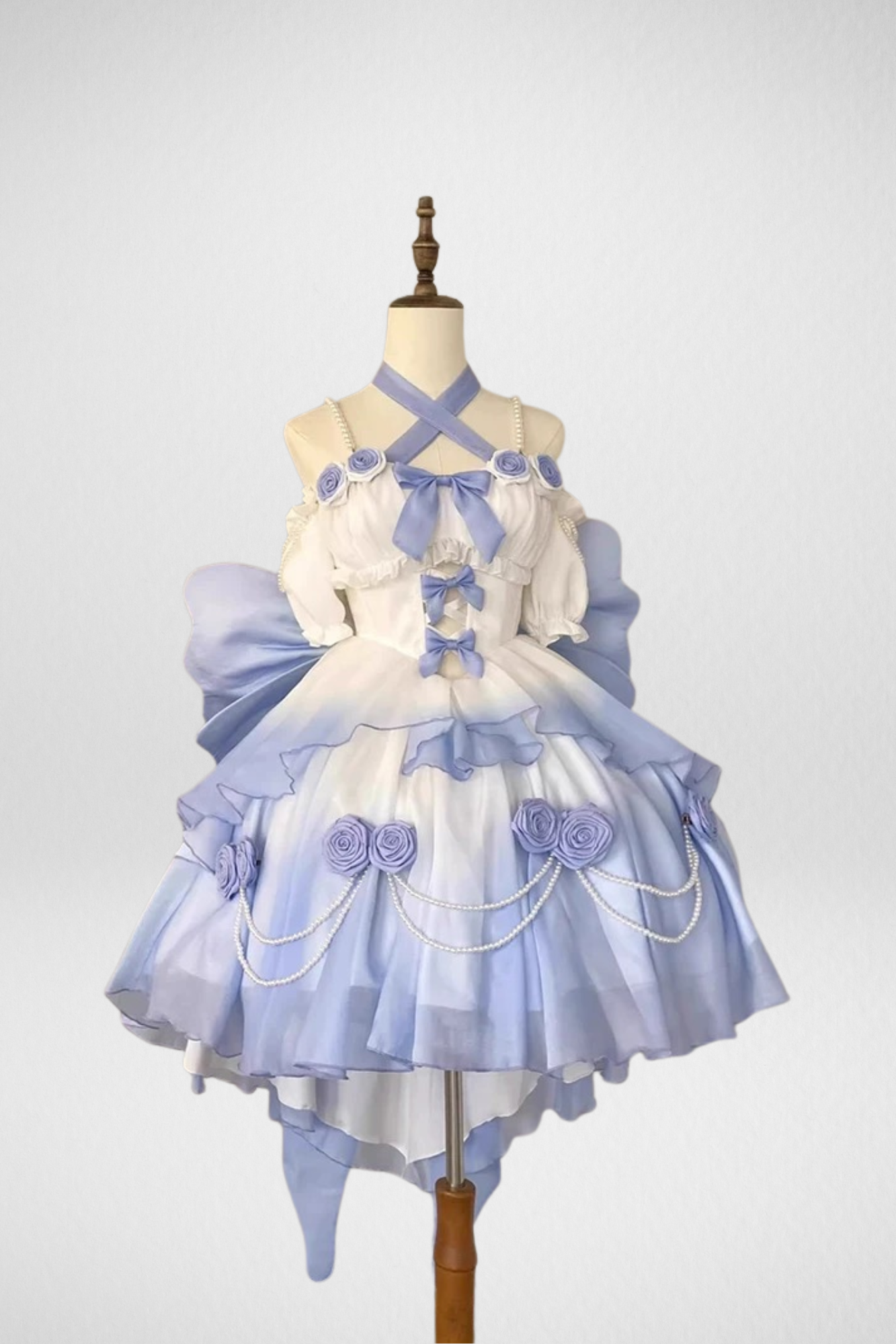 Gradient Blue Bridal Lolita Dress β Princess Rose Design Elegant Princess Party Dress