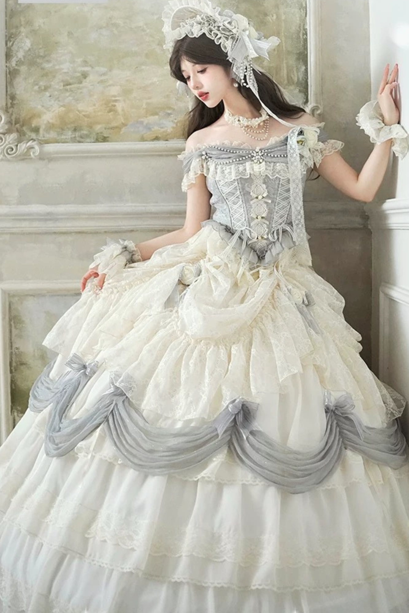 Moonlight Prelude Lolita Wedding Dress - Off-Shoulder Prom /Formal/Wedding/Banquet | Prom Dress | Banquet Hosting Gown | Victorian Ball Gown