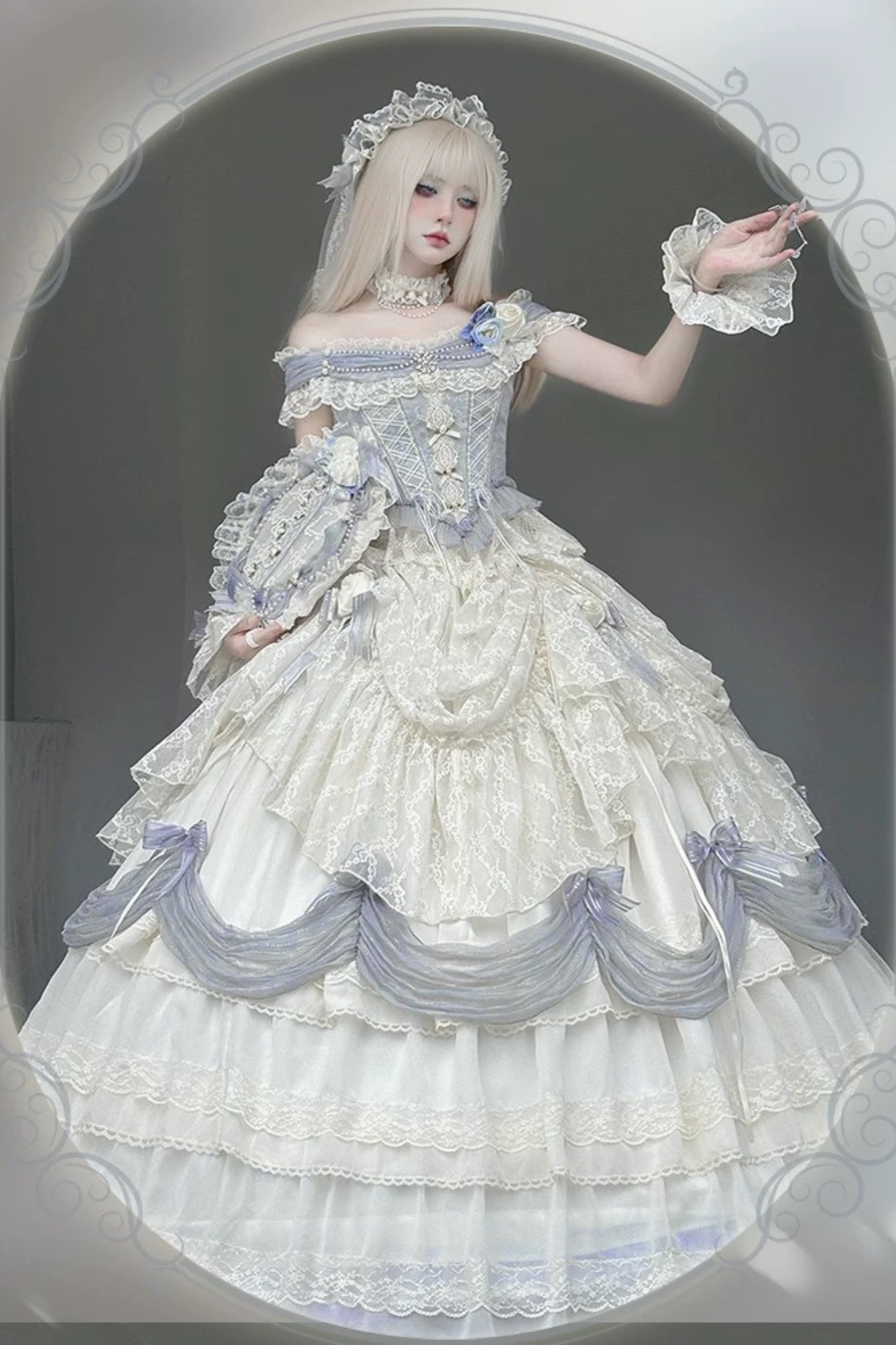 Moonlight Prelude Lolita Wedding Dress - Off-Shoulder Prom /Formal/Wedding/Banquet | Prom Dress | Banquet Hosting Gown | Victorian Ball Gown