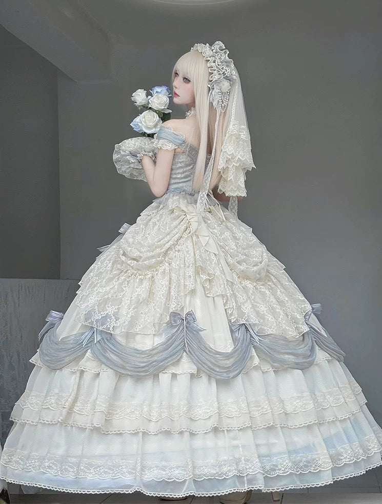 Moonlight Prelude Lolita Wedding Dress - Off-Shoulder Prom /Formal/Wedding/Banquet | Prom Dress | Banquet Hosting Gown | Victorian Ball Gown