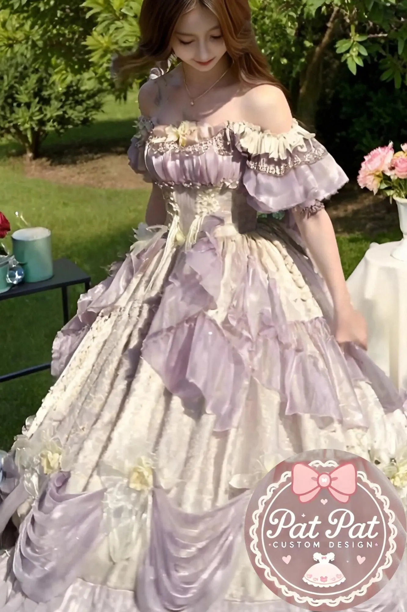Diana Off-Shoulder Evening Gown - Royal purple Ball Gown for Prom/Wedding/Banquet | Prom Dress | Banquet Hosting Gown | Victorian Ball Gown