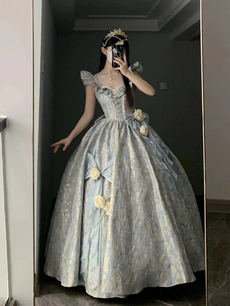 Diana Off-Shoulder Evening Gown - Royal Blue Ball Gown for Prom/Wedding/Banquet | Prom Dress | Banquet Hosting Gown | Victorian Ball Gown