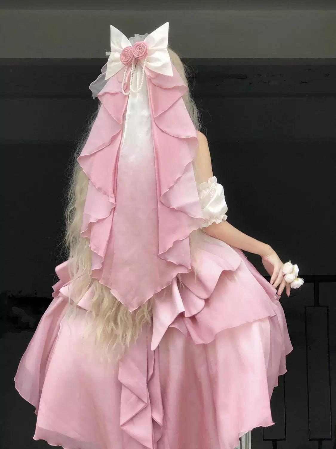 Gradient Pink Bridal Lolita Dress – Princess Rose Design Elegant Princess Party Dress