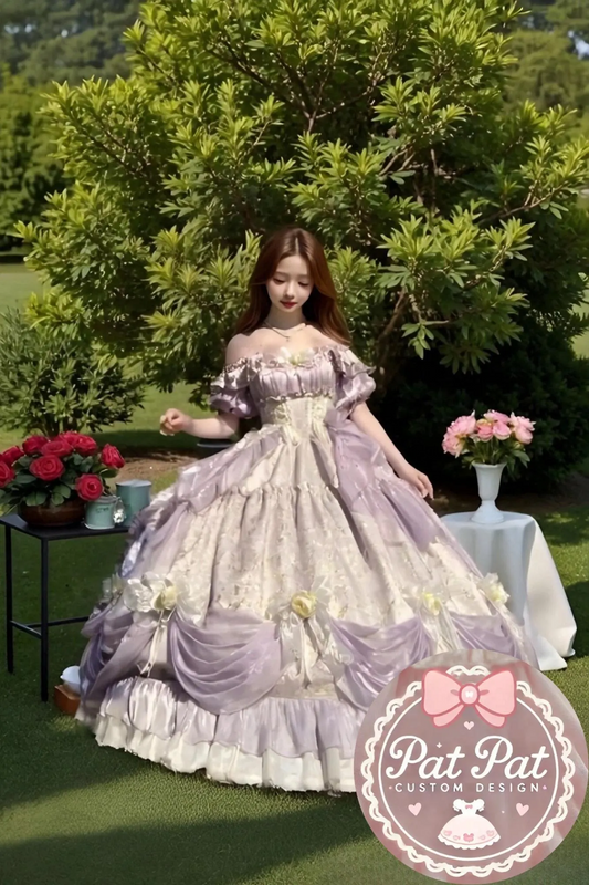Diana Off-Shoulder Evening Gown - Royal purple Ball Gown for Prom/Wedding/Banquet | Prom Dress | Banquet Hosting Gown | Victorian Ball Gown